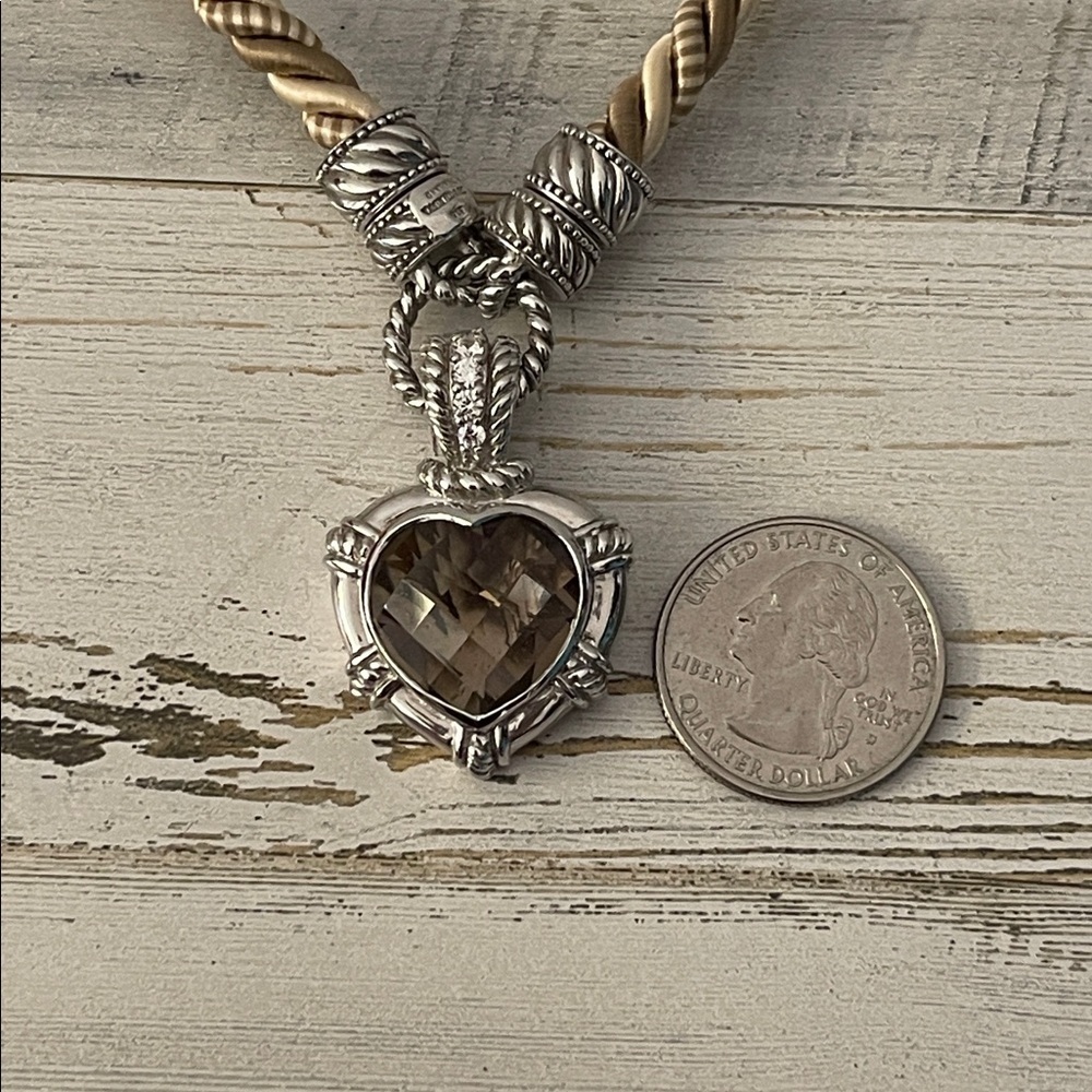 Judith Ripka Smokey Quartz Heart Enhancer Silk Cord Necklace - Picture 8 of 9